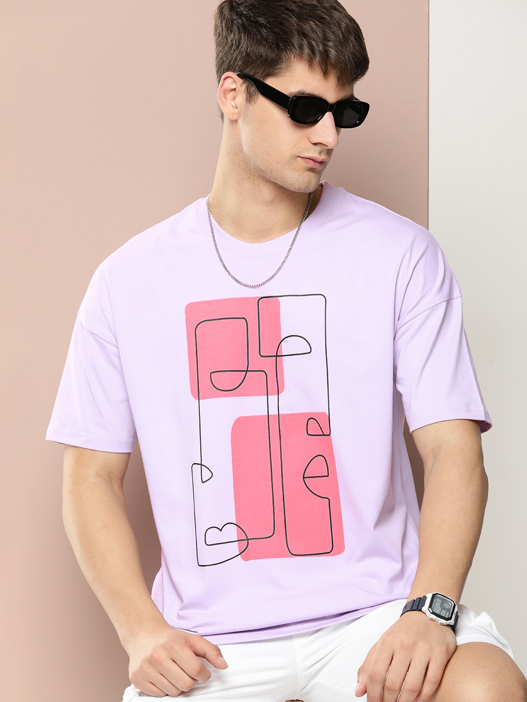 

Stormborn Men Graphic Printed Oversized Drop-Shoulder T-shirt, Lavender