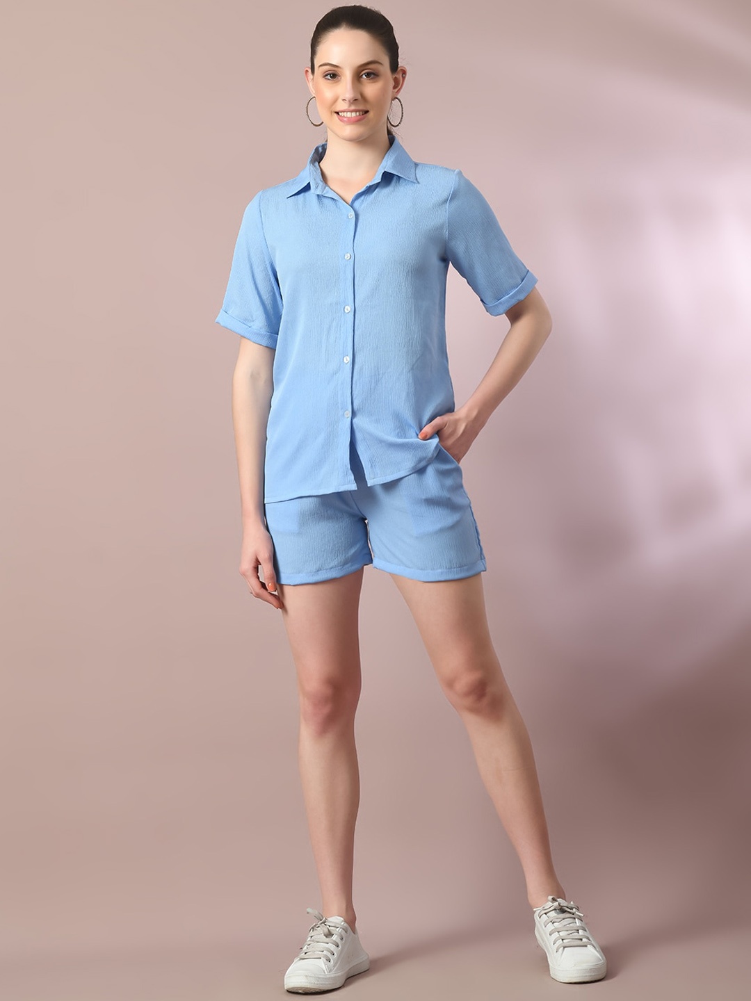 

HERE&NOW Shirt Collar Shirt With Shorts, Blue