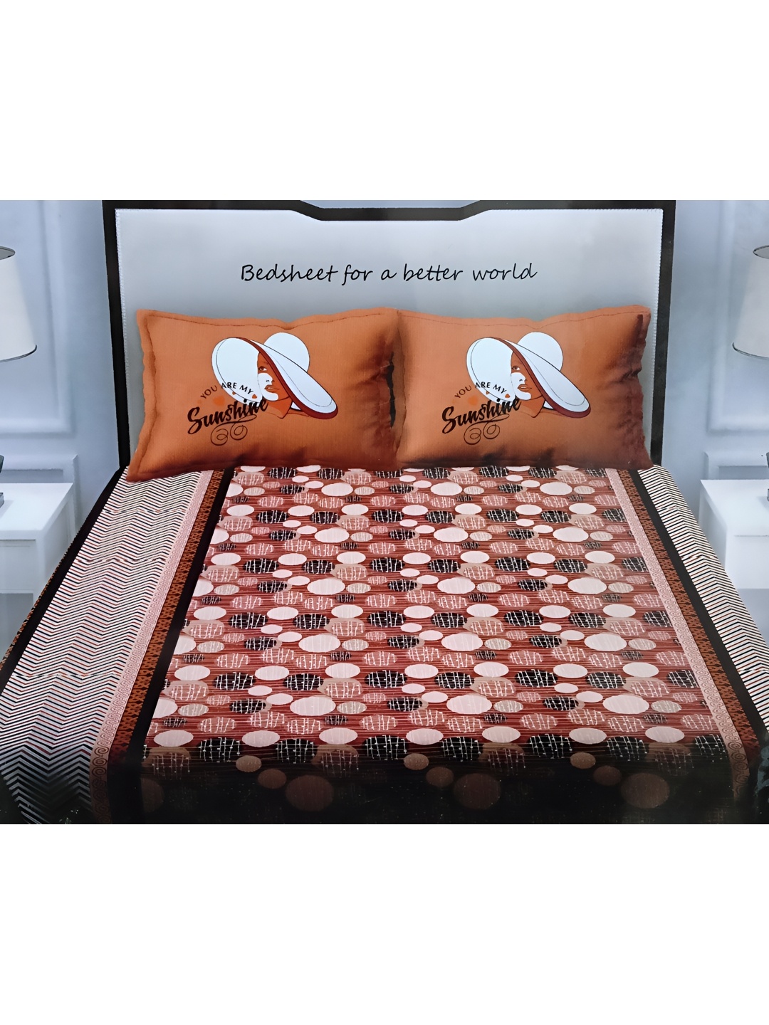 

Signature Brown & Beige 150 TC Queen Bedsheet with 2 Pillow Covers