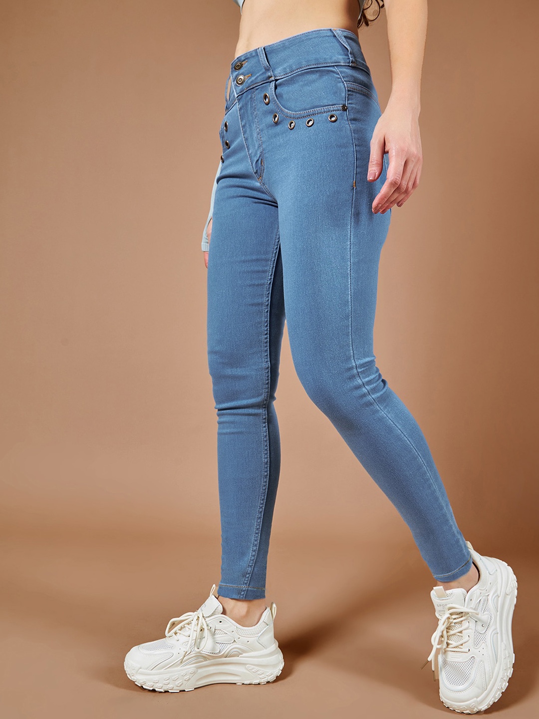 

BAESD Women Skinny Fit High-Rise Stretchable Jeans, Blue
