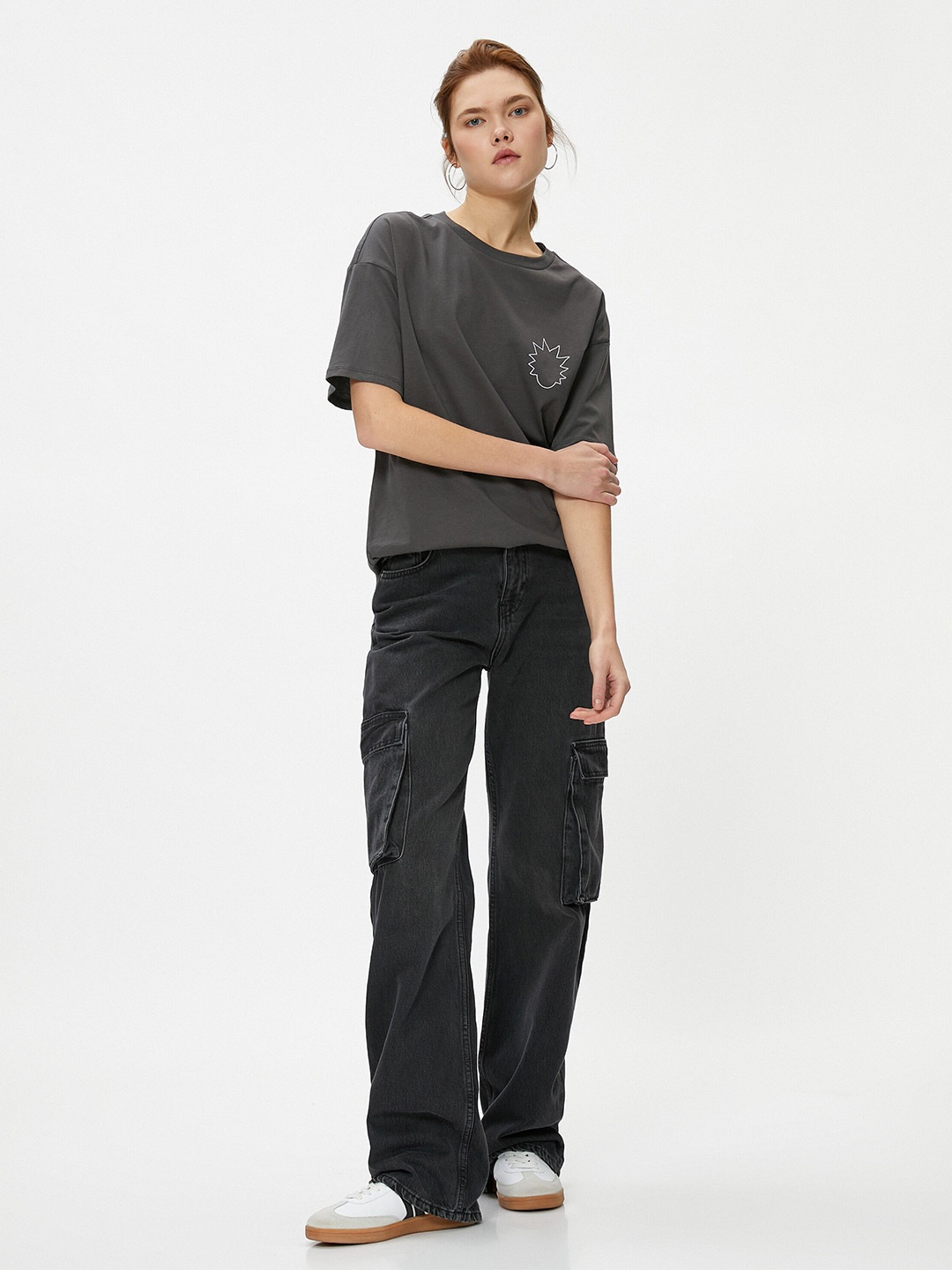 

Koton Women Pockets T-shirt, Grey