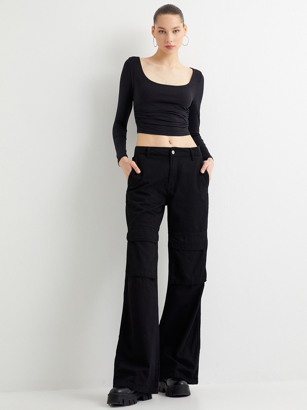 

Koton Women Pockets T-shirt, Black