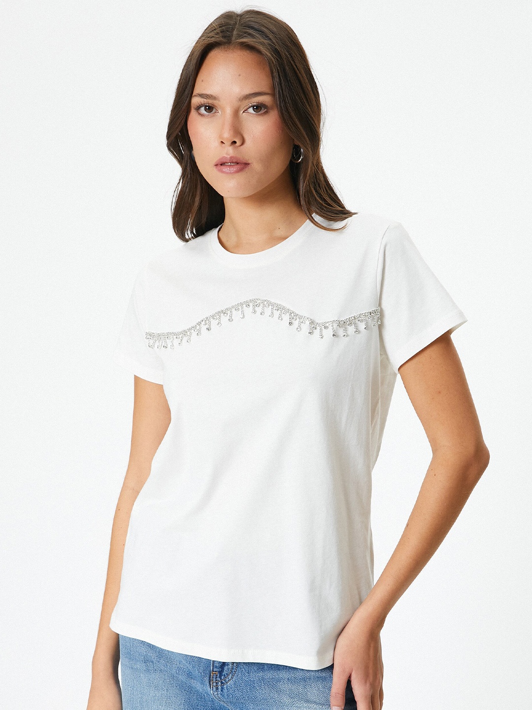 

Koton Women Typography Extended Sleeves T-shirt, White