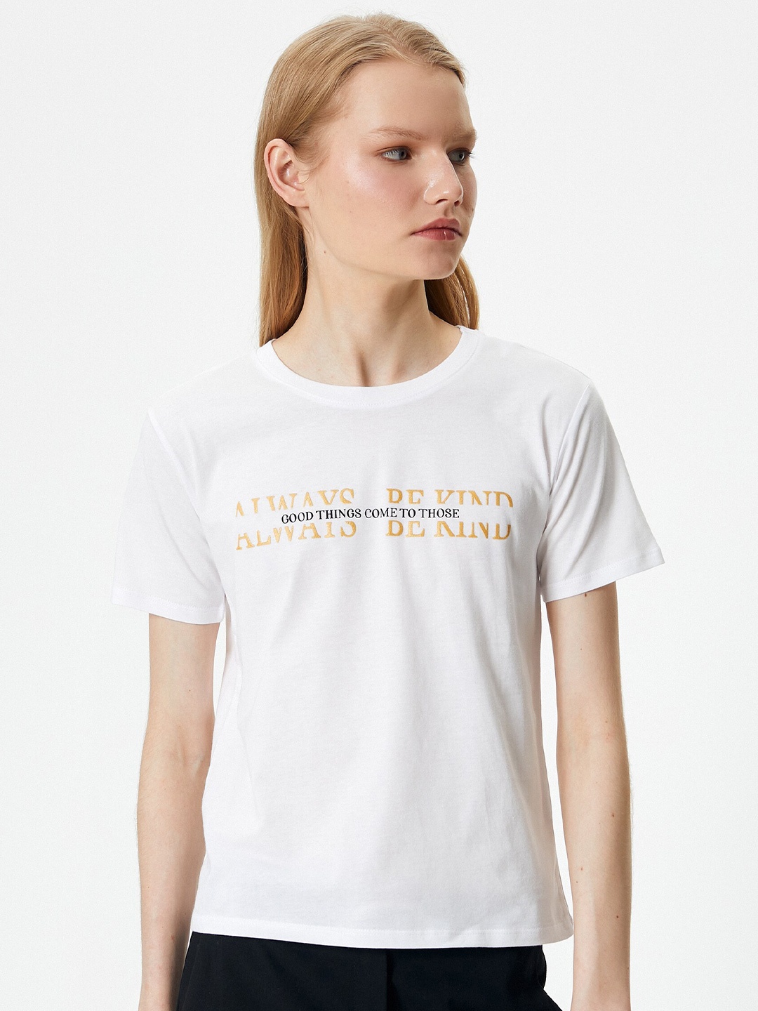 

Koton Women Typography Printed T-shirt, White