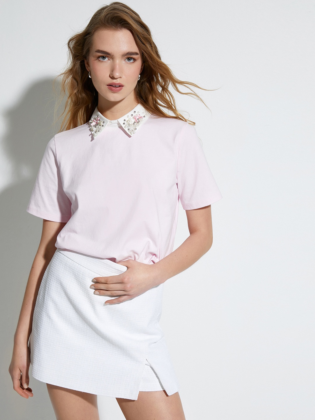 

Koton Women Polo Collar Pockets T-shirt, Pink