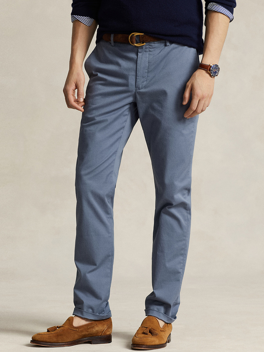 

Polo Ralph Lauren Men Slim-Fit Mid-Rise Easy Wash Regular Trousers, Blue
