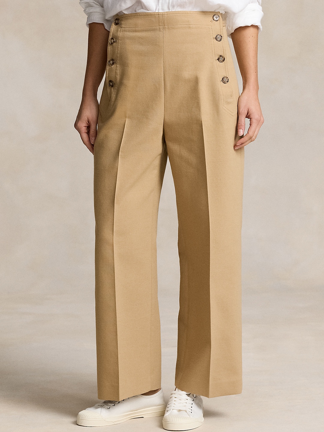 

Polo Ralph Lauren Women Slim-Fit Easy Wash Regular Trousers, Beige