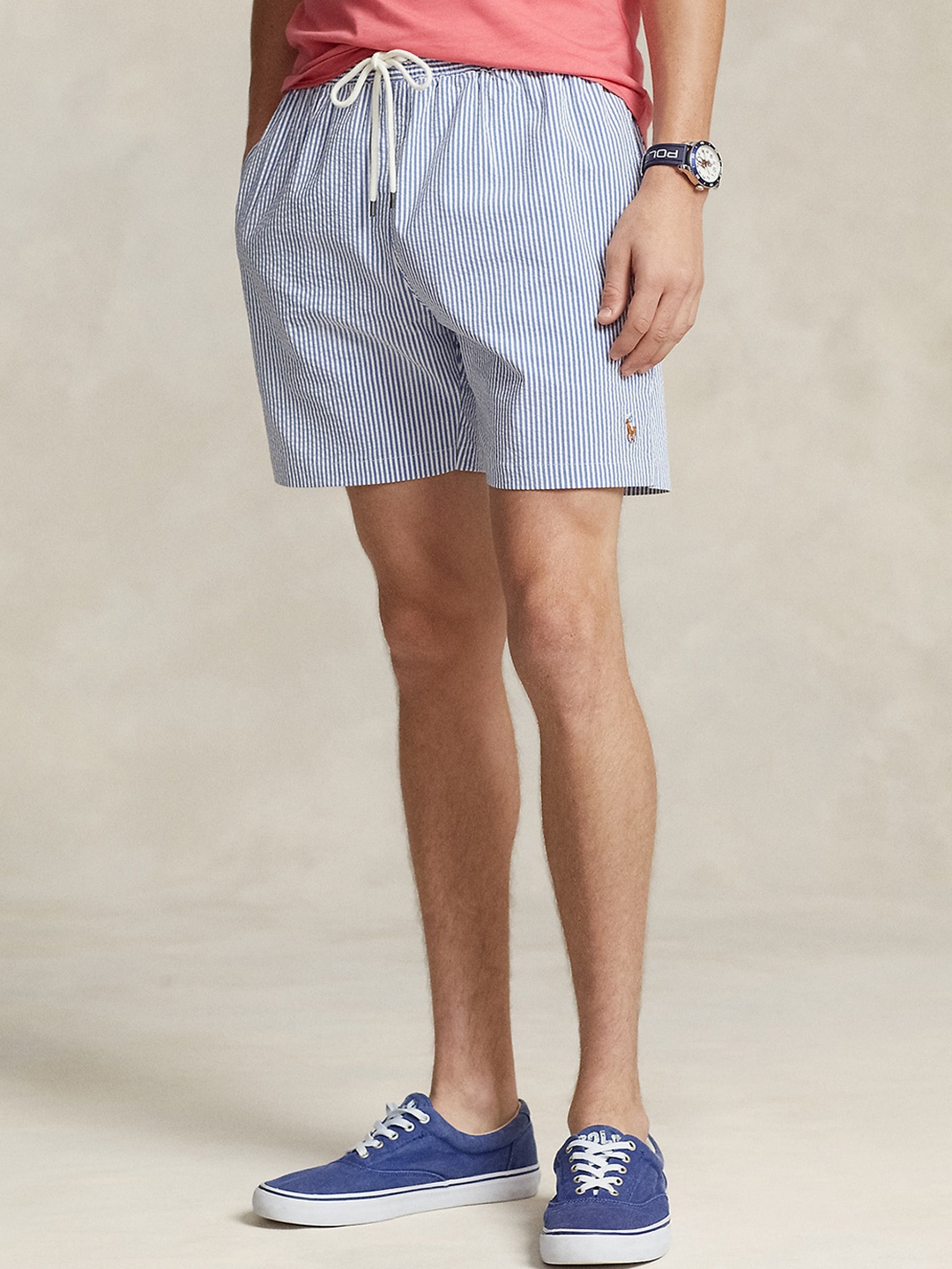 

Polo Ralph Lauren Men Striped Slim-Fit Regular Shorts, Blue