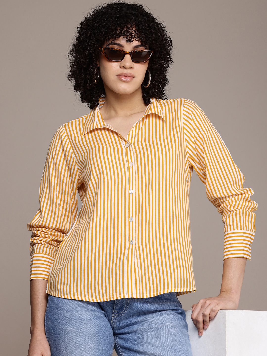 

The Roadster Life Co Striped Top, Yellow
