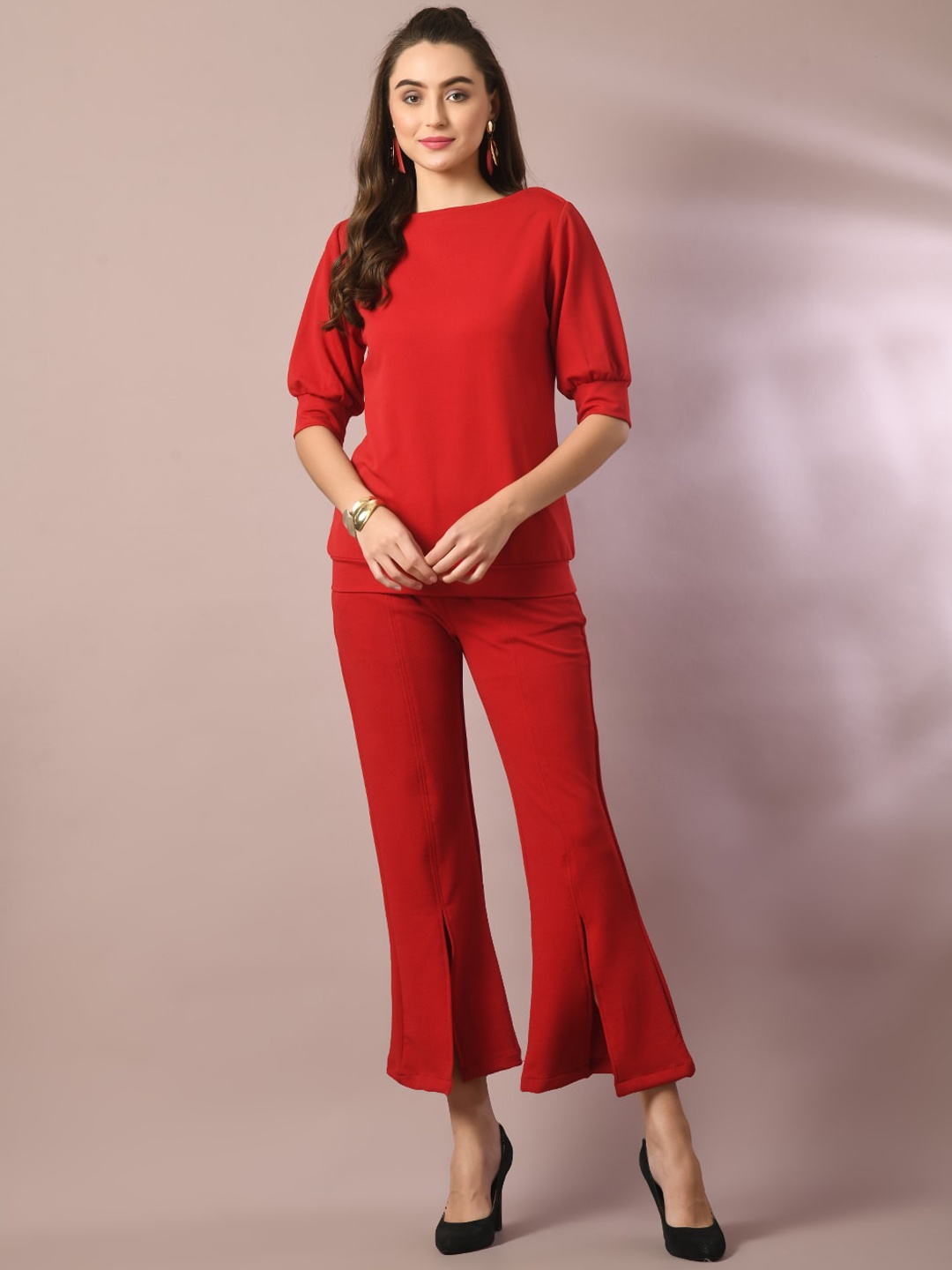 

Myshka Valentino Boat-Neck Top With Trousers, Red