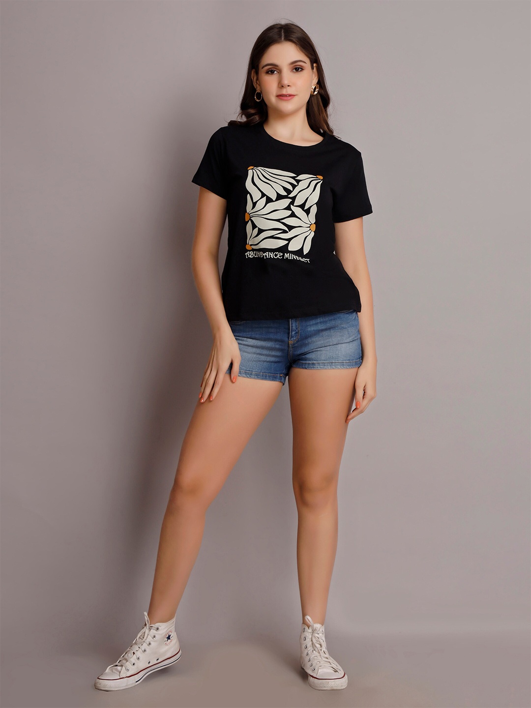 VISO Women Typography Printed Raw Edge T-shirt, Black
