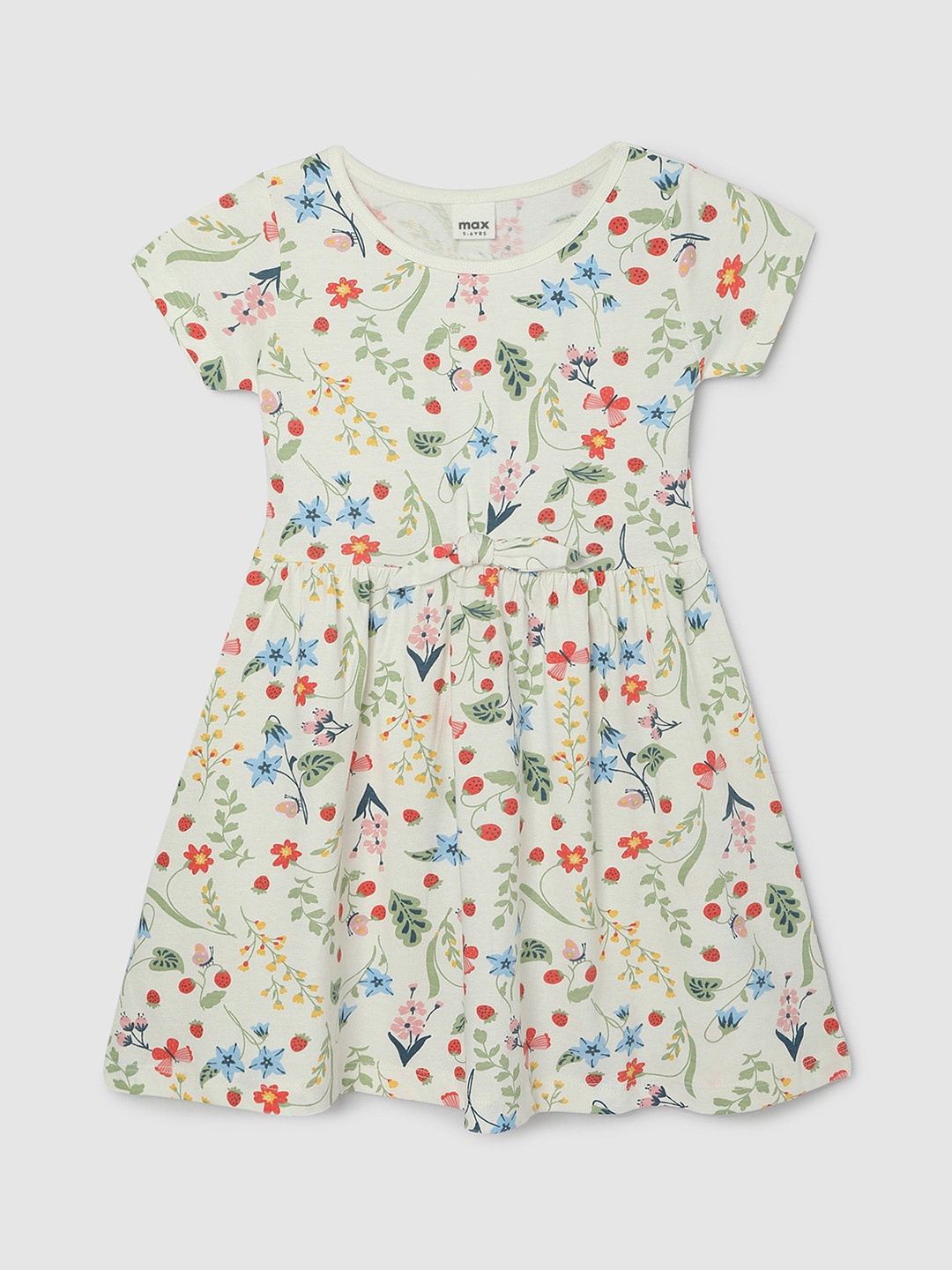

max Floral Print Fit & Flare Dress, White