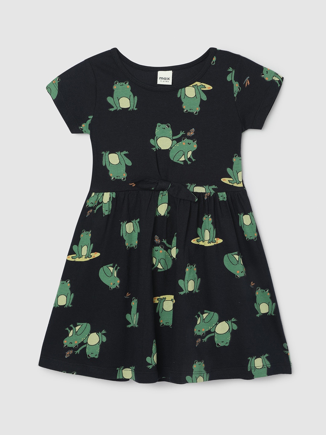 

max Floral Print Fit & Flare Dress, Navy blue