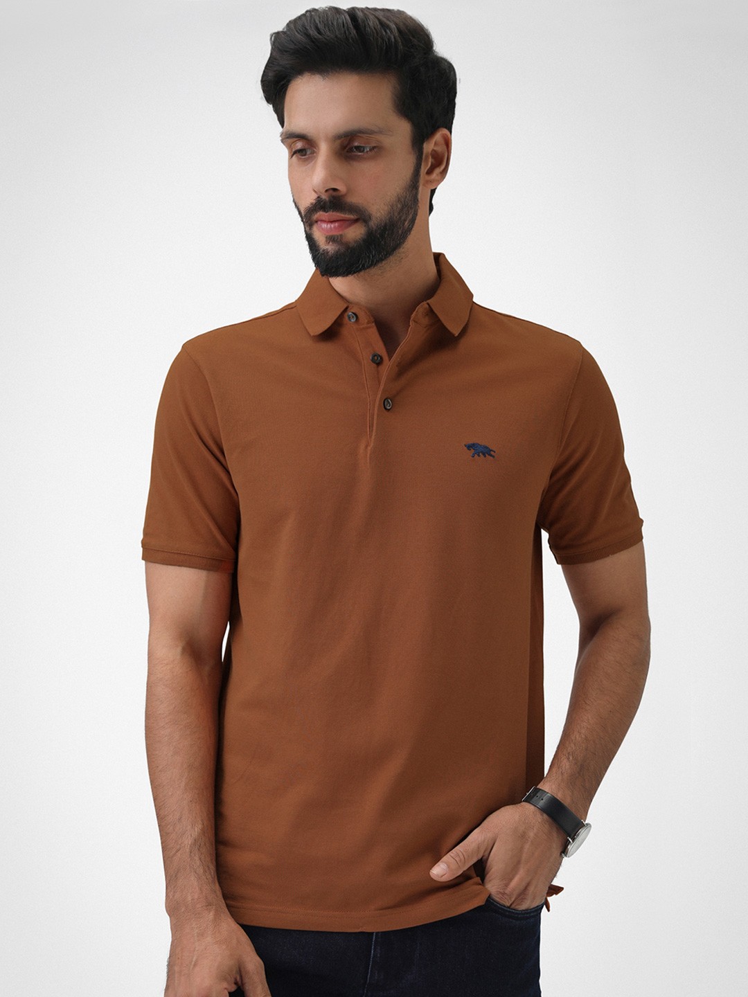 

Andamen Men Polo Collar Pockets T-shirt, Brown