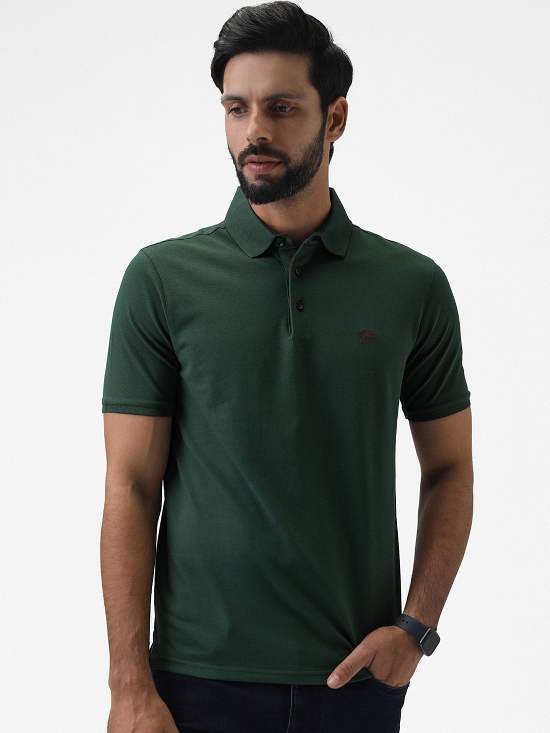 

Andamen Men Polo Collar Pockets T-shirt, Green
