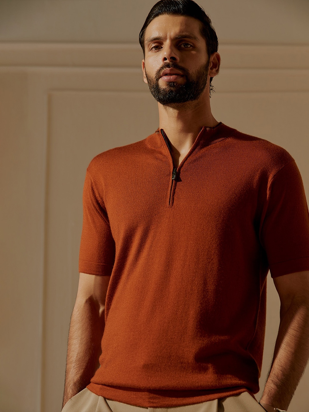 

Andamen Henley Neck Short Sleeves Regular T-shirt, Brown