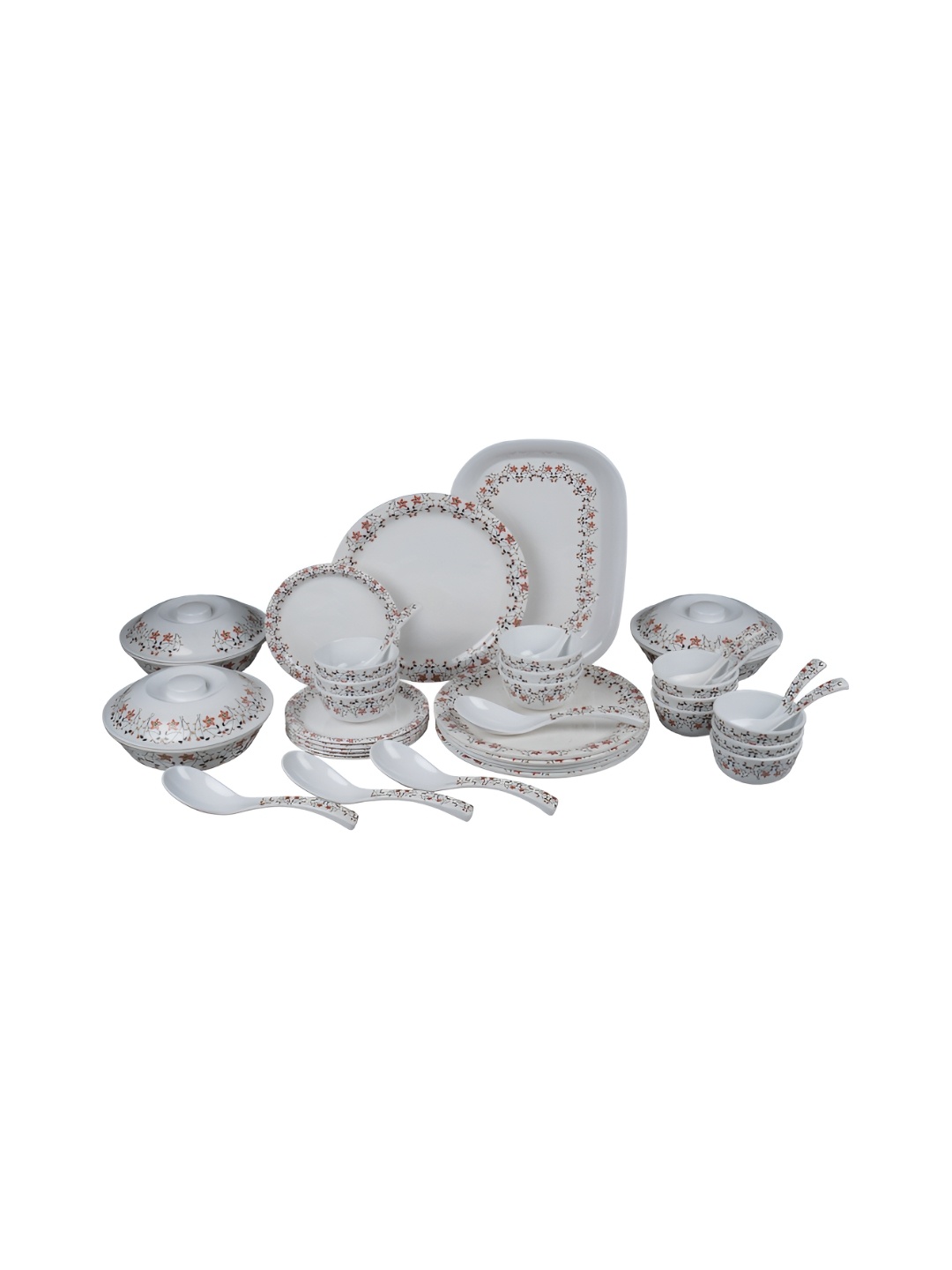 

CDI White & Red 41 Pieces Printed Melamine Glossy Dinner Set