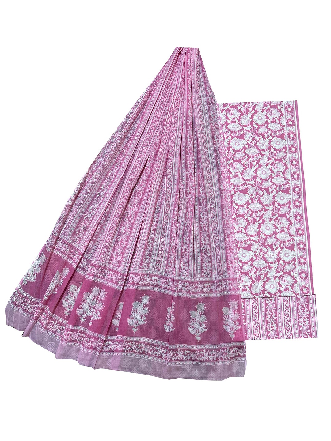 

GK FASHION Printed Pure Cotton Unstitched Dress Material, Pink