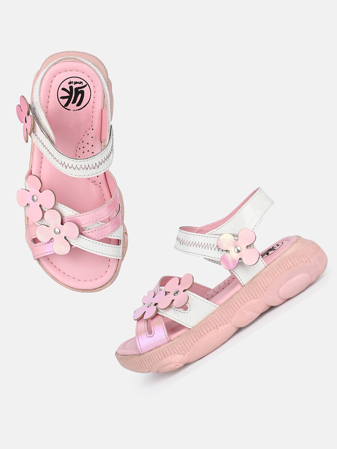 

YK Girls Embellished Open Toe Flats, Pink