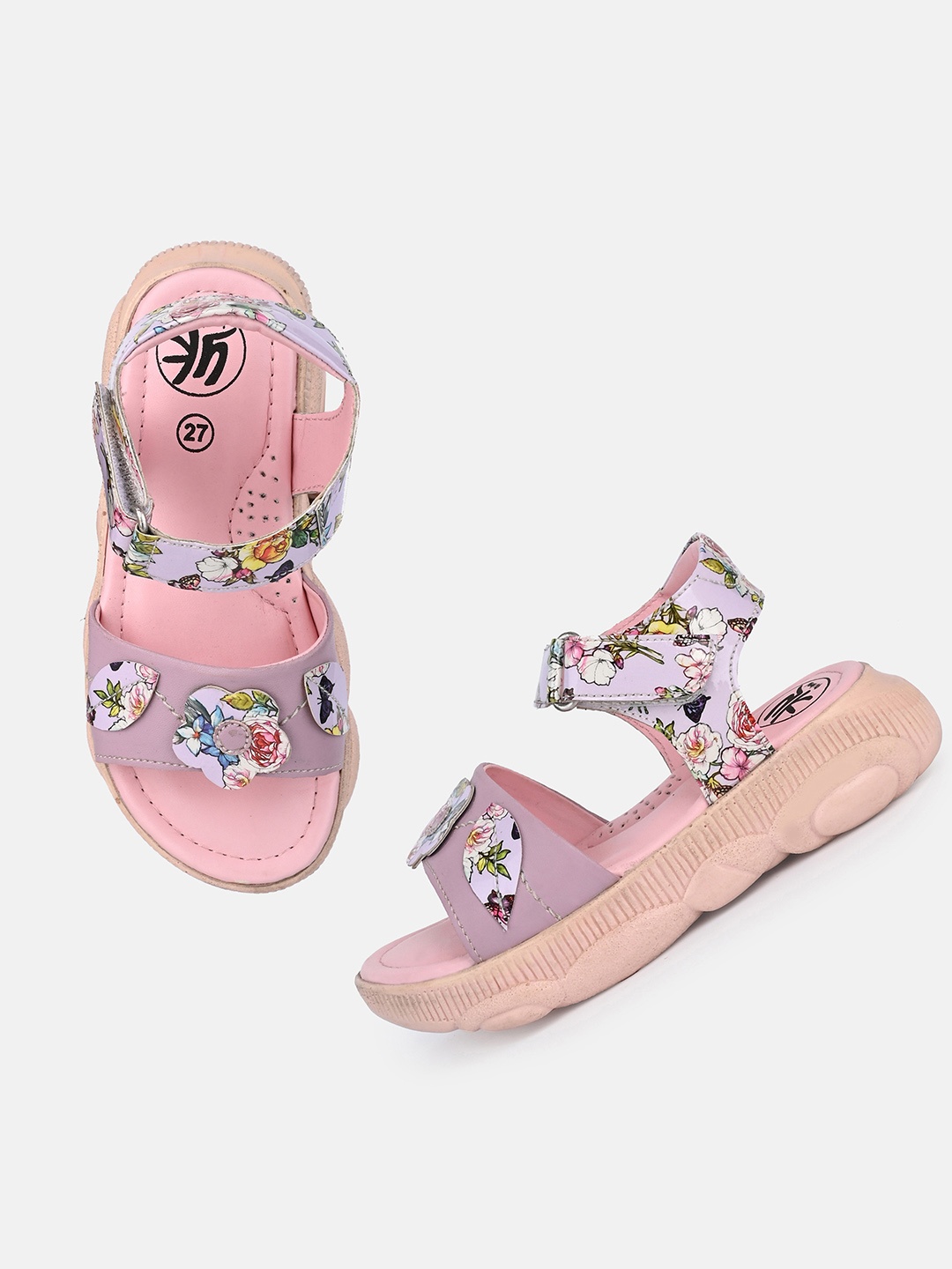 

YK Kids Petal Meadow Explorer Printed Open Toe Flats, Purple