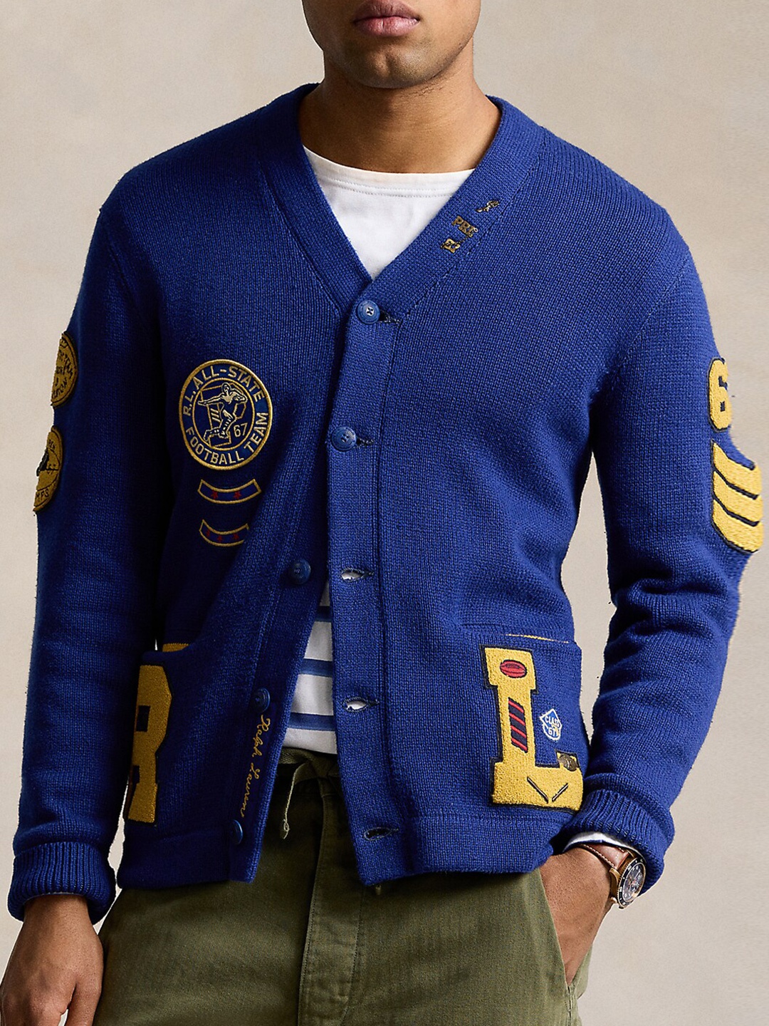 

Polo Ralph Lauren Self Design Pure Cotton Cardigan, Blue