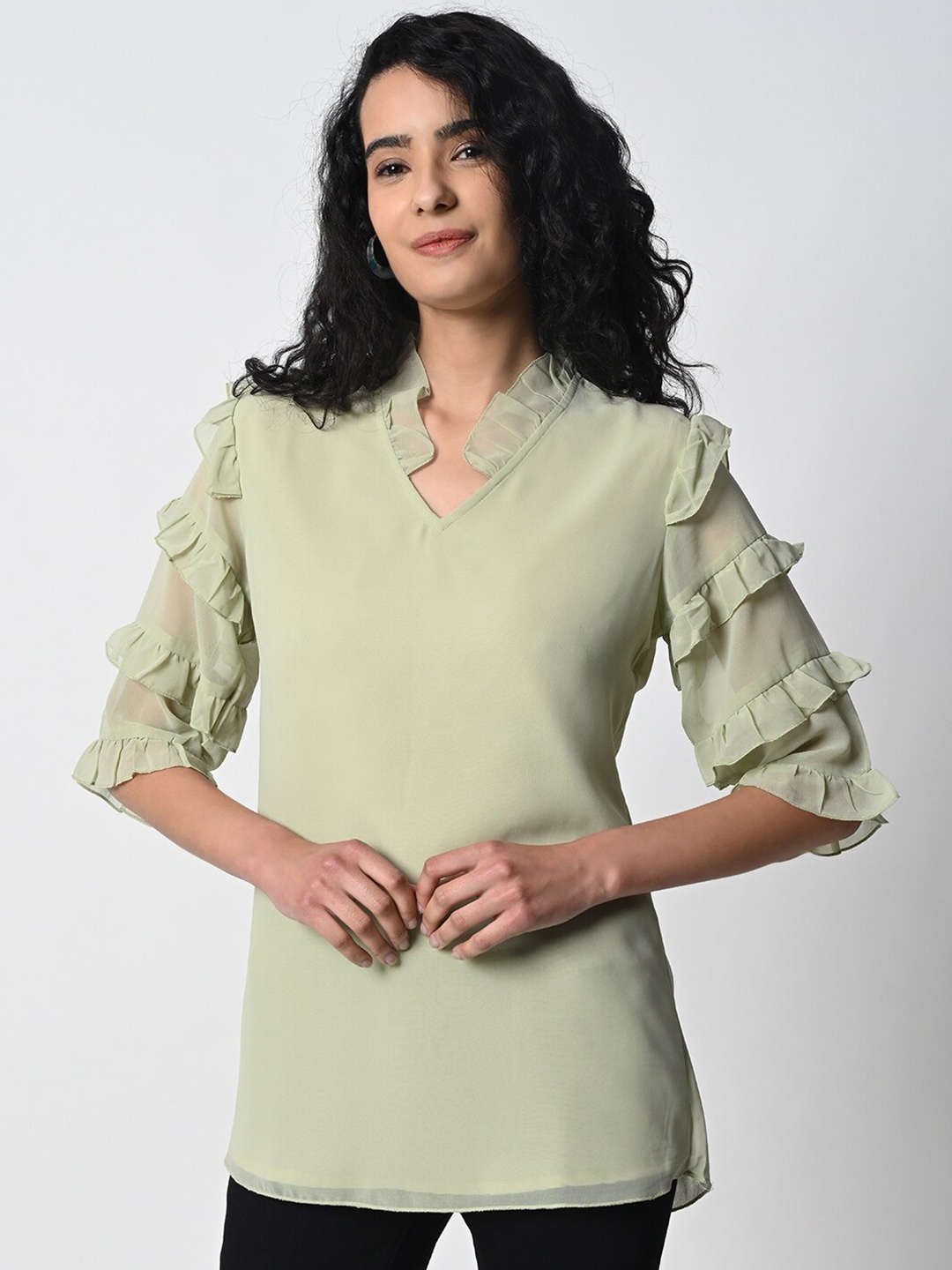 

Prettify Georgette Top, Green