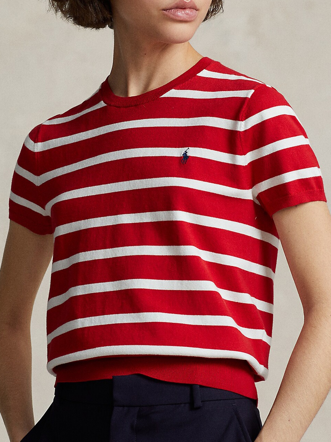 

Polo Ralph Lauren Striped Round Neck T-shirt, Red