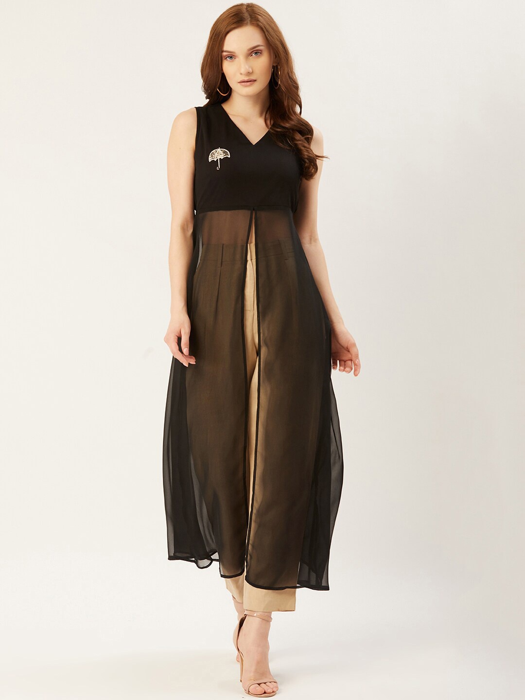 Slenor Georgette Maxi Dress, Black
