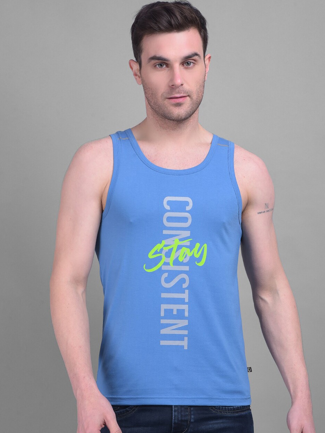 

Dollar Printed Sleeveless Tank Cotton Innerwear Vests, Blue