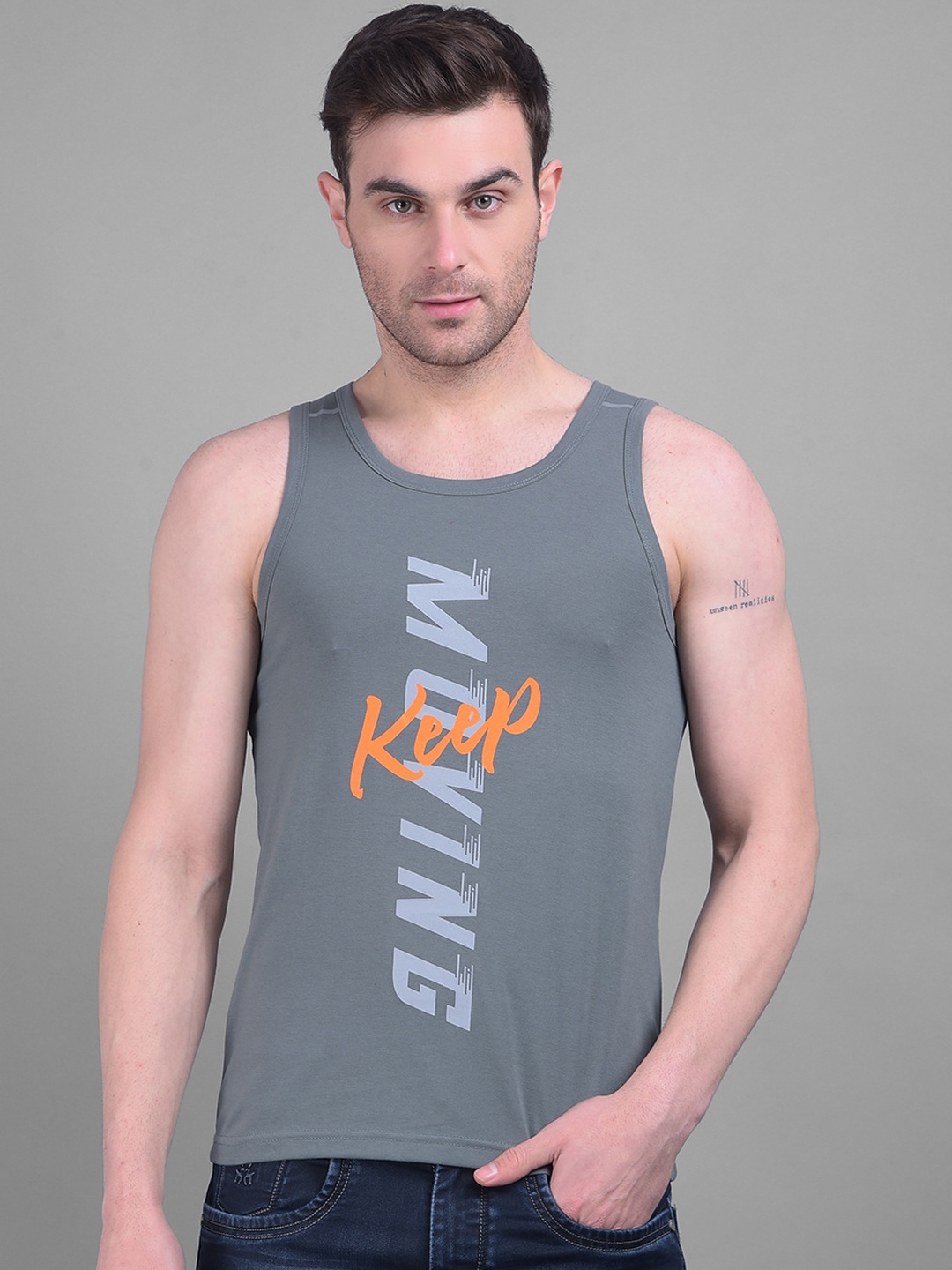 

Dollar Typography Printed Sleeveless Cotton Innerwear Vests, Green