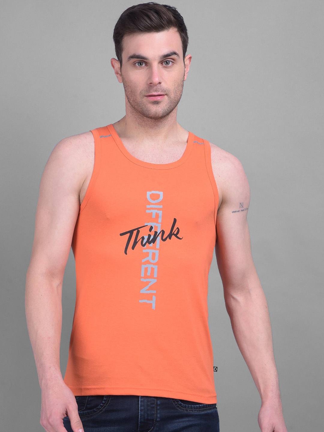 

Dollar Printed Sleeveless Cotton Innerwear Vests, Orange