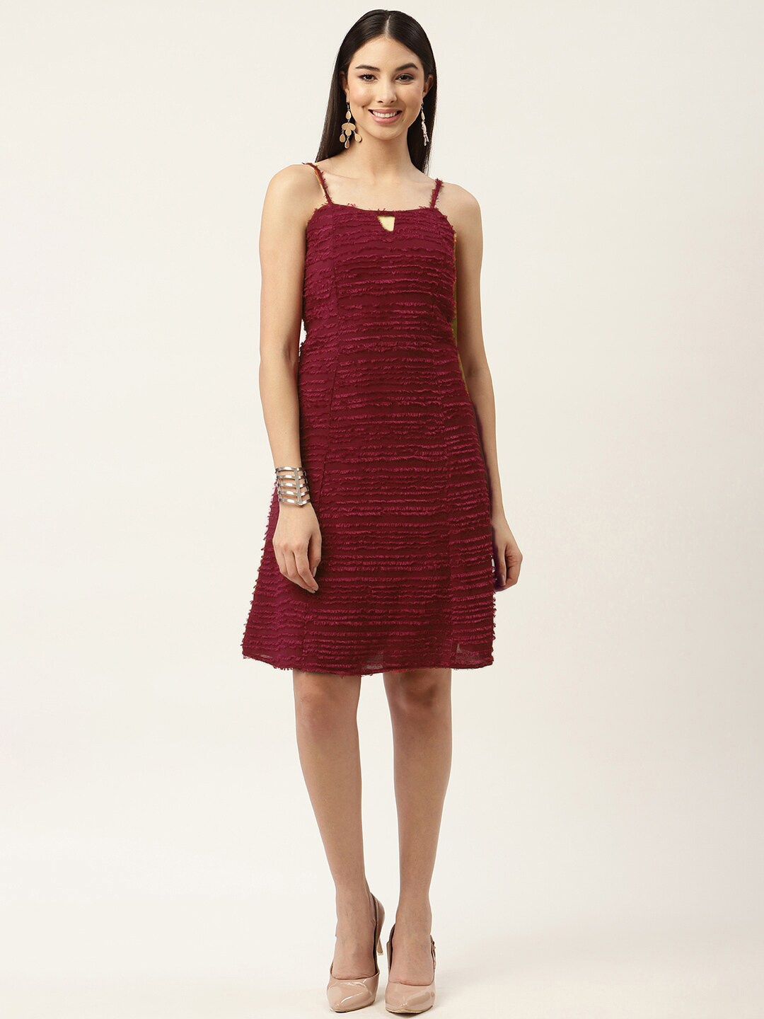 

Slenor Georgette A-Line Dress, Burgundy