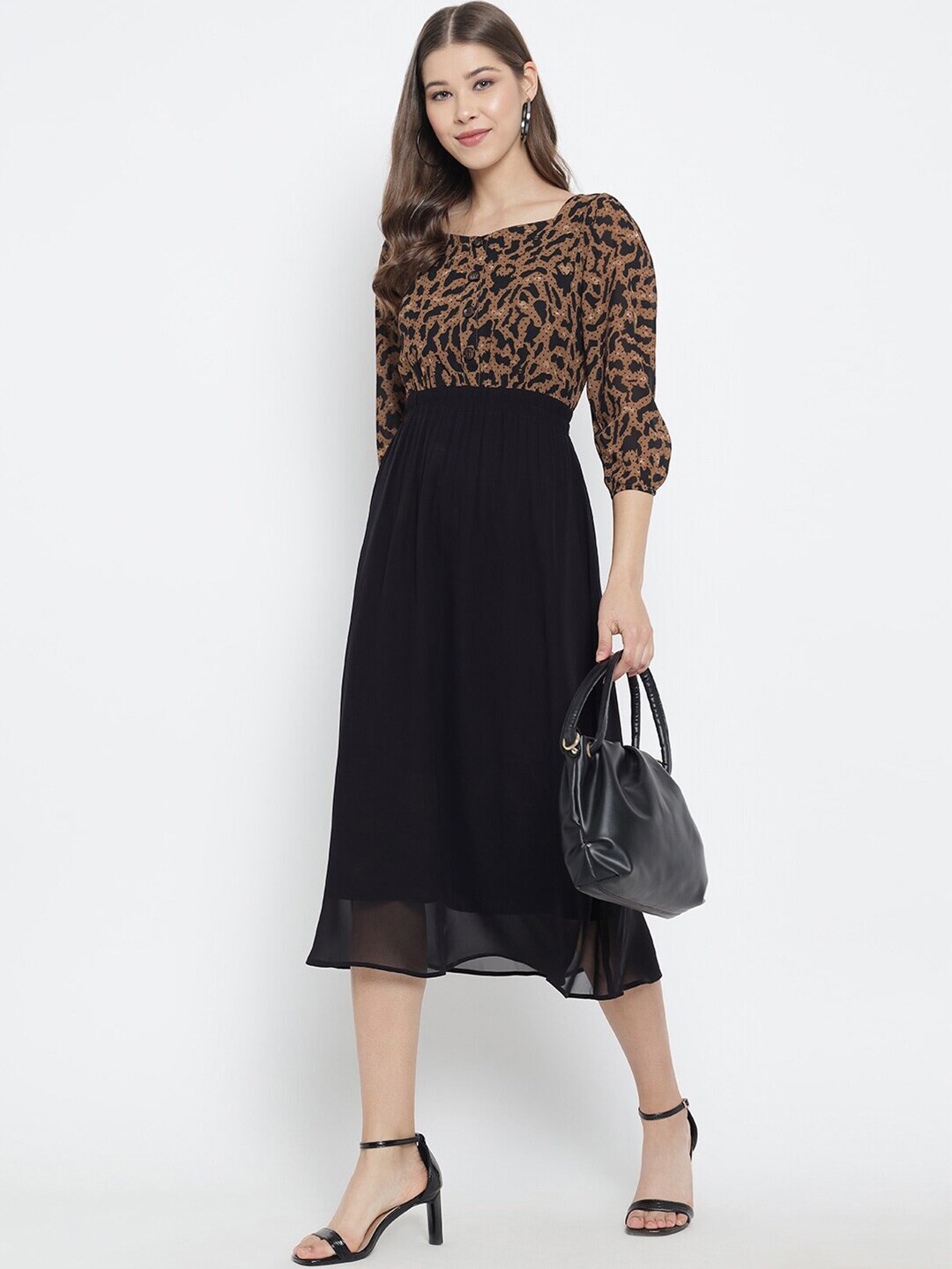 

Slenor Layered Georgette Fit & Flare Midi Dress, Multi
