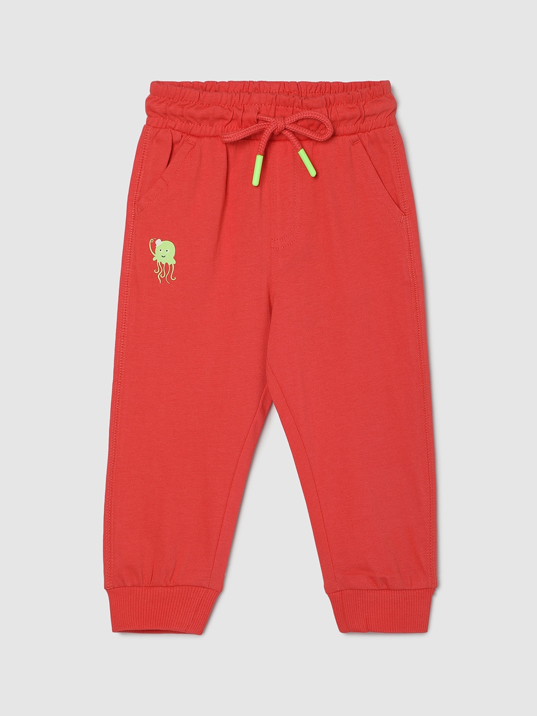 

max Infant Boys Regular Fit Pure Cotton Joggers, Peach