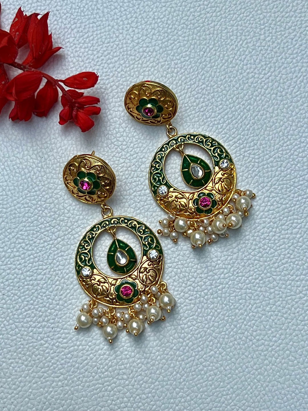 

Prettilicious Contemporary Jhumkas Earrings, Green