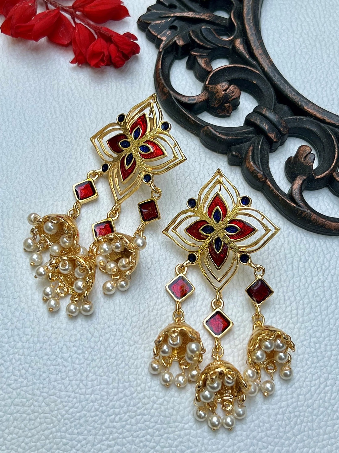 

Prettilicious Contemporary Jhumkas Earrings, Multi