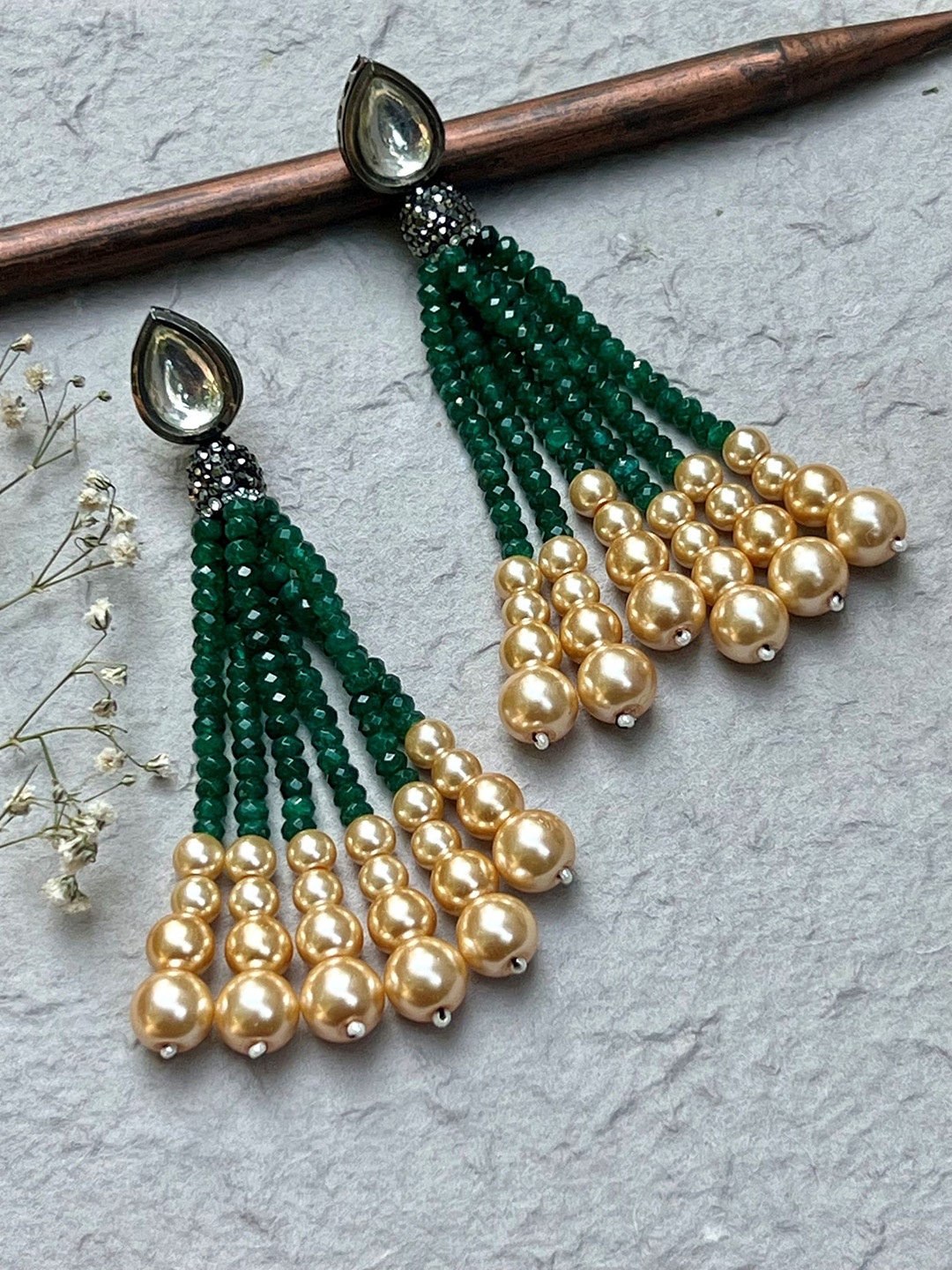 

Prettilicious Contemporary Drop Earrings, Green