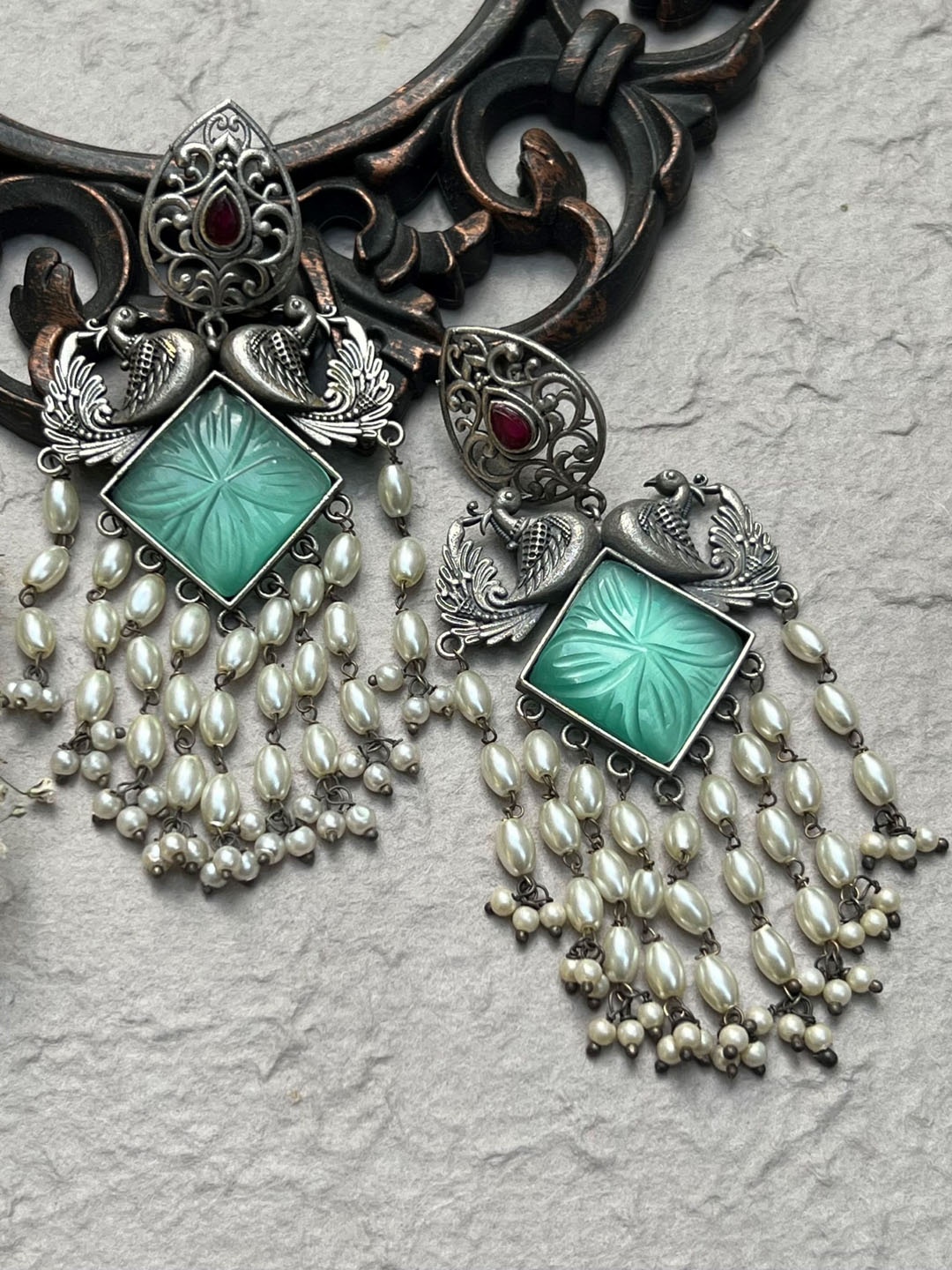 

Prettilicious Contemporary Drop Earrings, Green