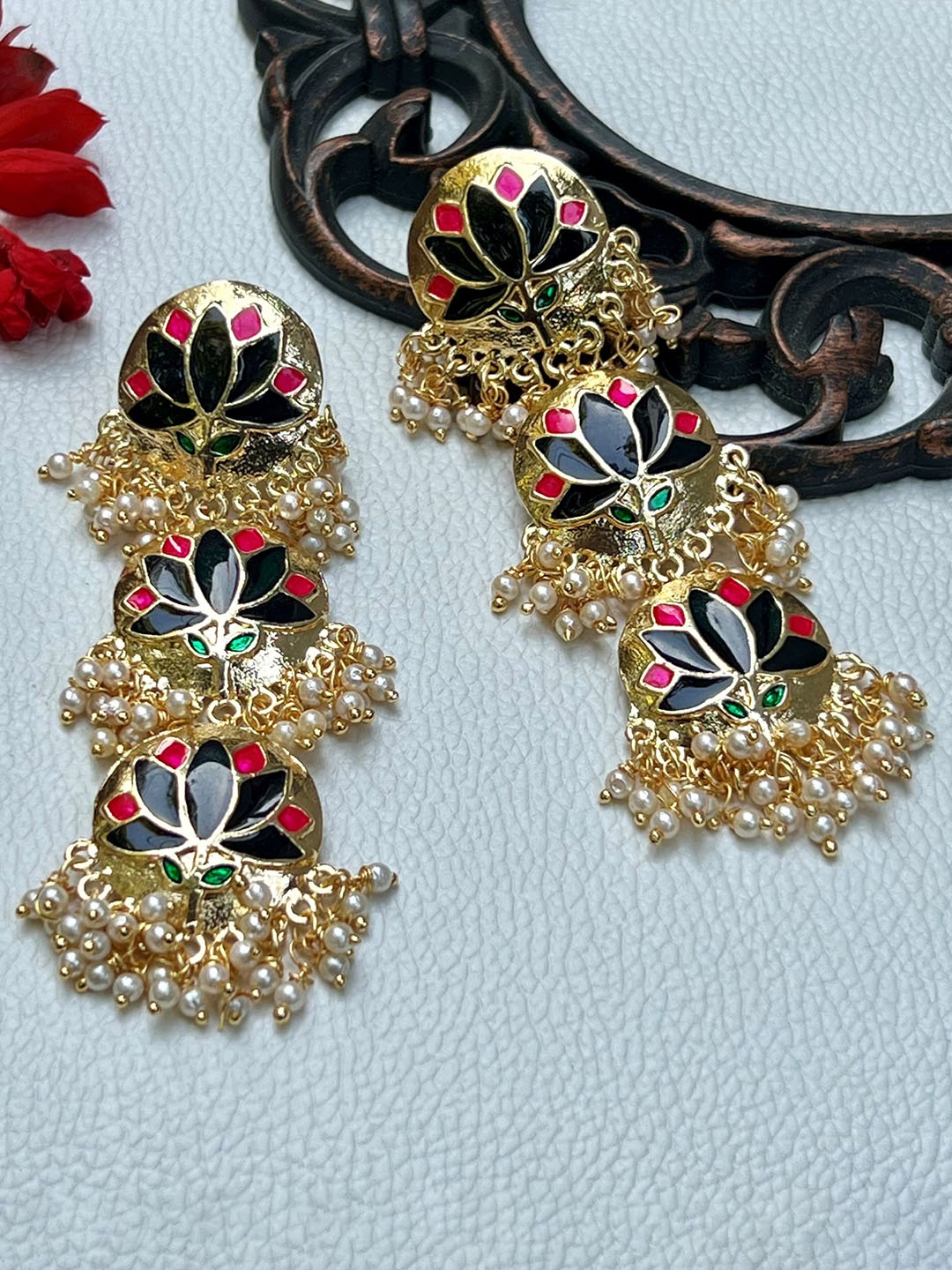 

Prettilicious Contemporary Jhumkas Earrings, Multi