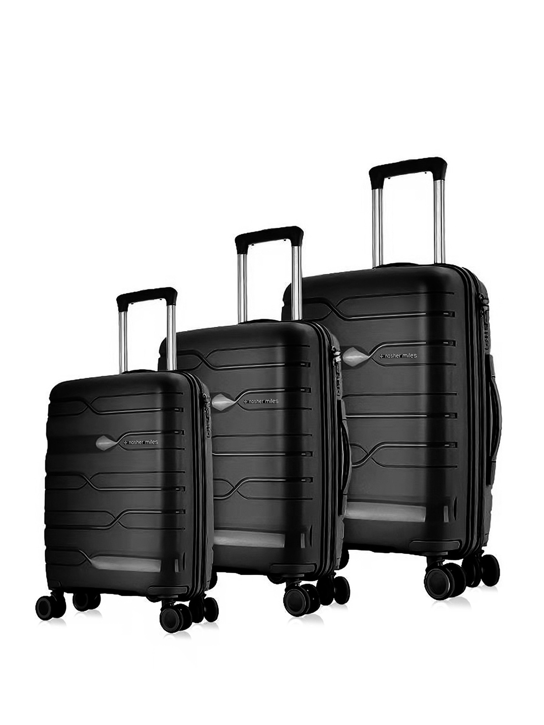 

Nasher Miles Paris Polypropylene Small-Medium-Large Black Trolley Bags (55-65-75 cm)