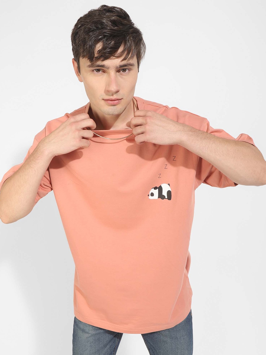 

PURPLEMANGO THE FRUIT OF FASHION Men V-Neck Pockets T-shirt, Peach