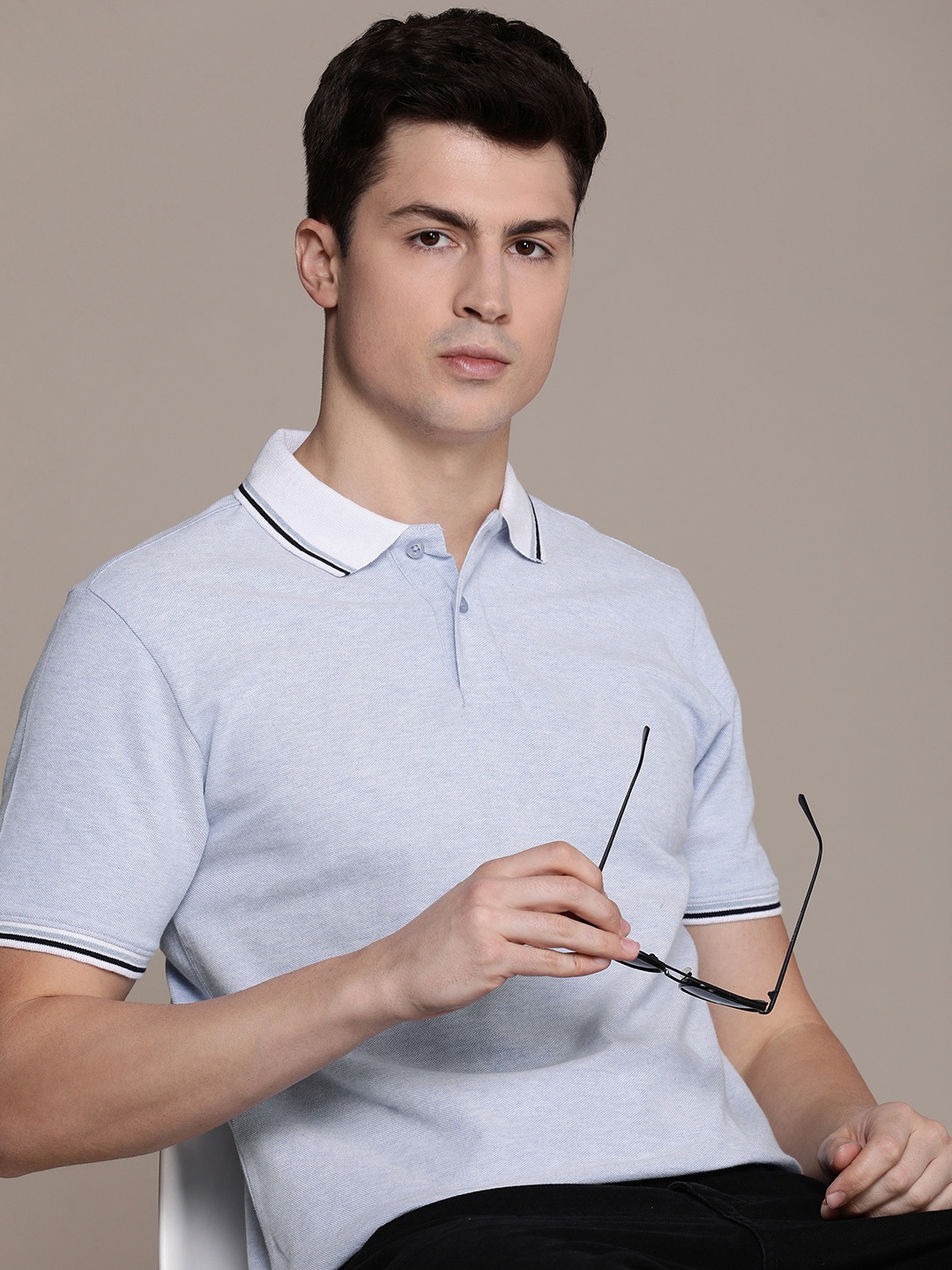 

Burnt Umber Men Polo Collar T-shirt, Blue