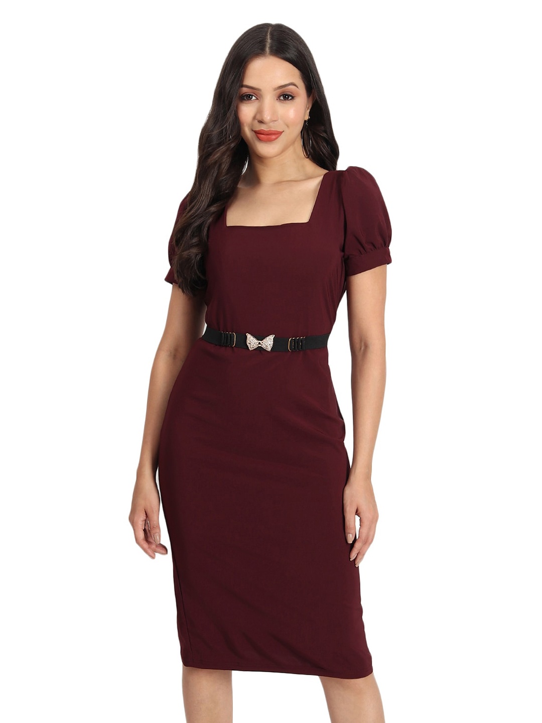 

BAESD Puff Sleeve T-shirt Dress, Maroon
