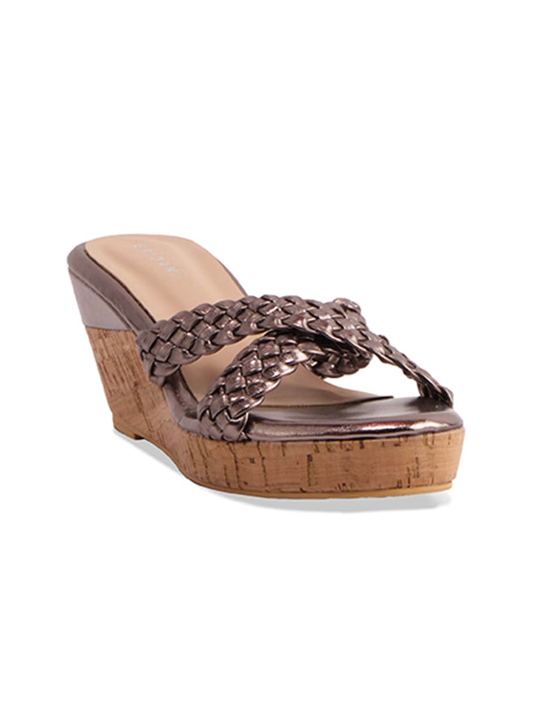 

ERIDANI Textured Open Toe Wedge Heels, Grey