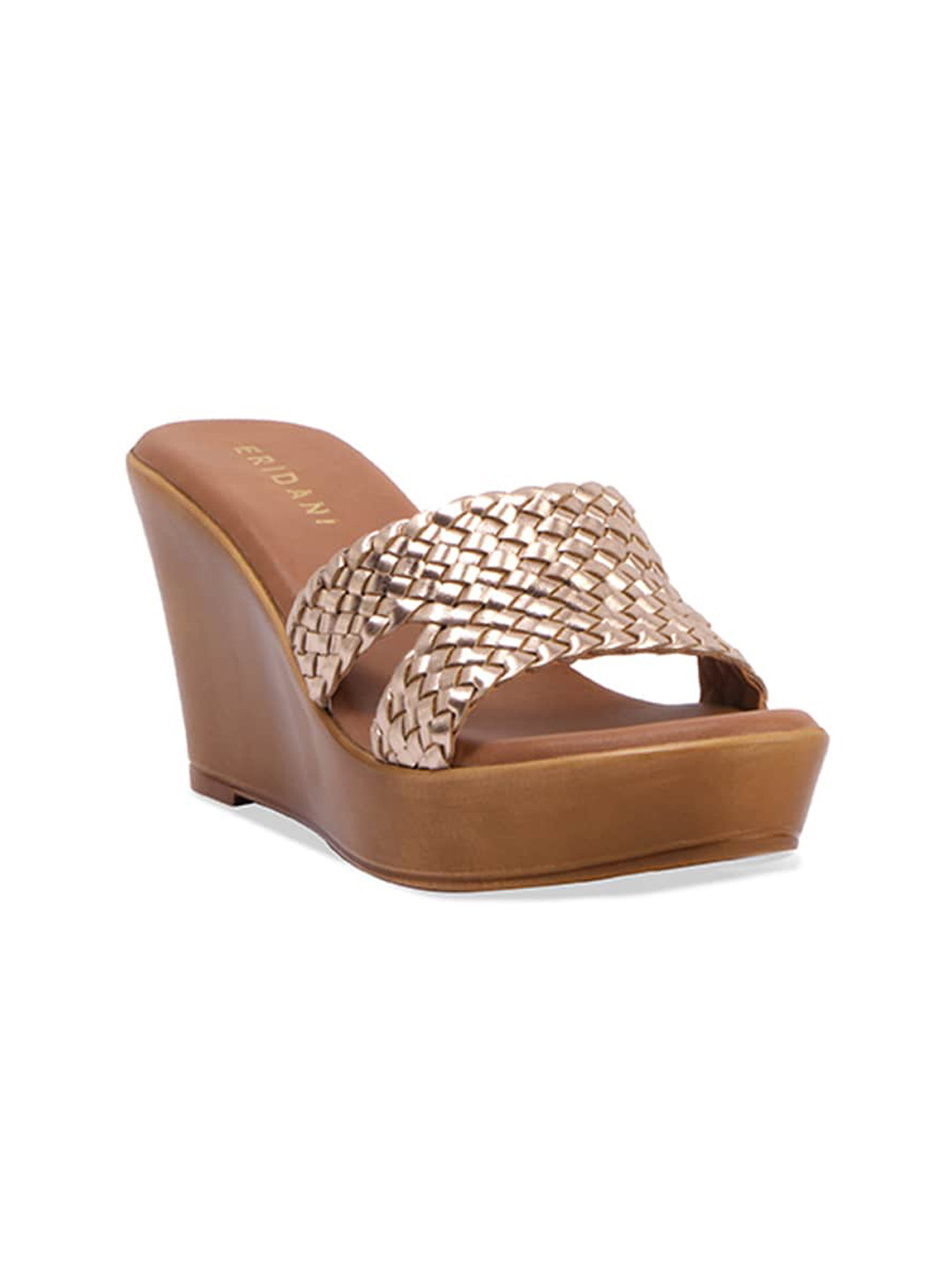 

ERIDANI Textured Open Toe Wedge Heels, Rose gold