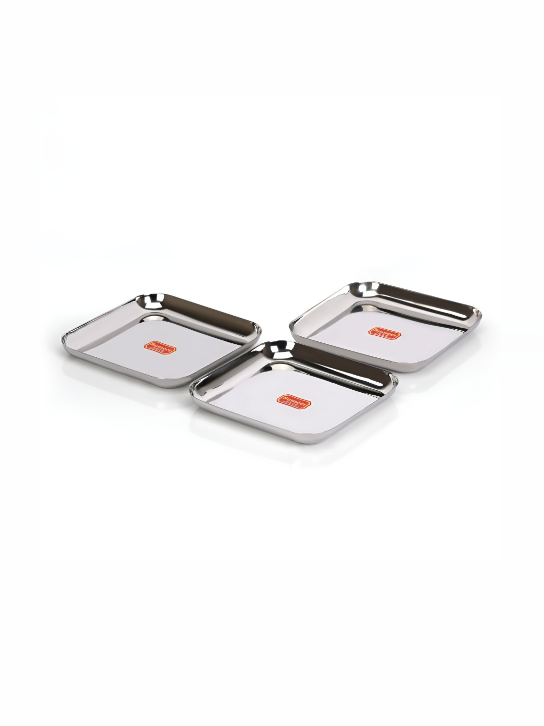 

Sumeet Silver-Toned & 3 Pieces Stainless Steel Glossy Plates