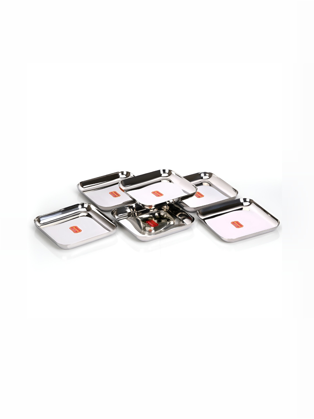 

Sumeet Silver-Toned & 6 Pieces Stainless Steel Glossy Plates