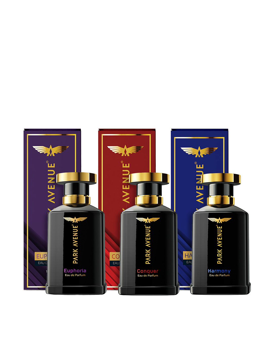 

Park Avenue Men Set Of 3 Eau De Parfum - Euphoria + Conquer + Harmony - 100ml Each, Black