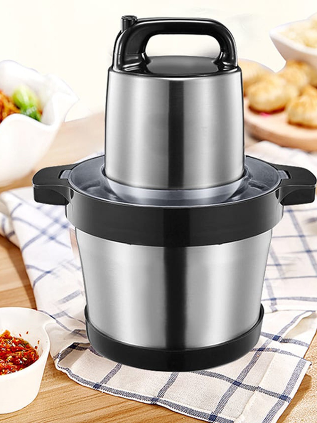 

SHOPPOFOBIX Black & Grey 1200W Electric Chopper-2L, Silver