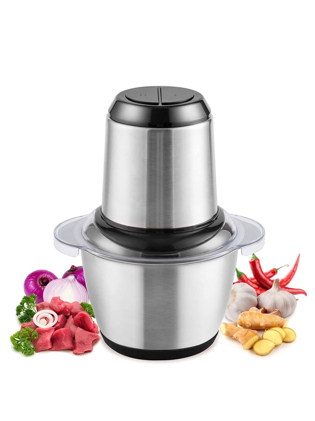 

SHOPPOFOBIX Grey & Black Motor Electric Chopper-700W, Silver